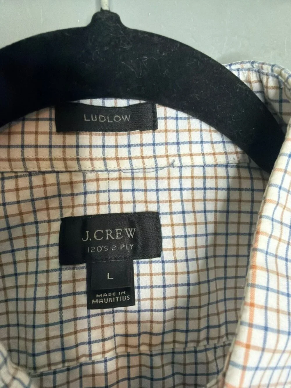 J. Crew Button Up Cotton 120s 2 Ply Dress Shirt Checkered Large